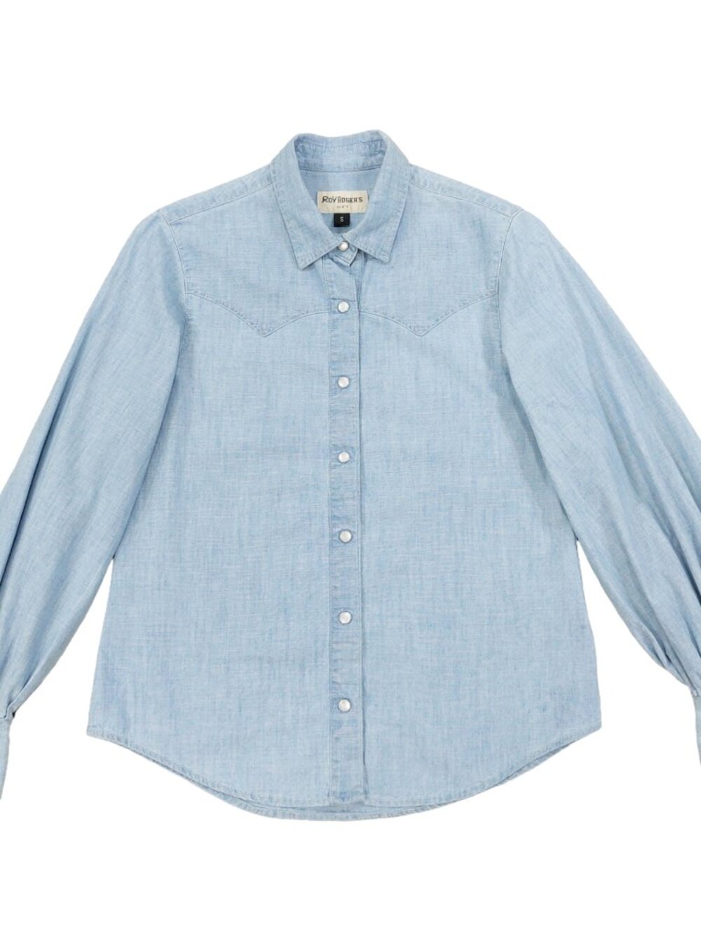 Roy Rogers Workwear Chambray Western Pearl Snap Shirt Women's S, Made in Italy